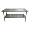 Bk Resources Work Table Stainless Steel With Undershelf, 1.5" Rear Riser 72"Wx30"D VTTR-7230